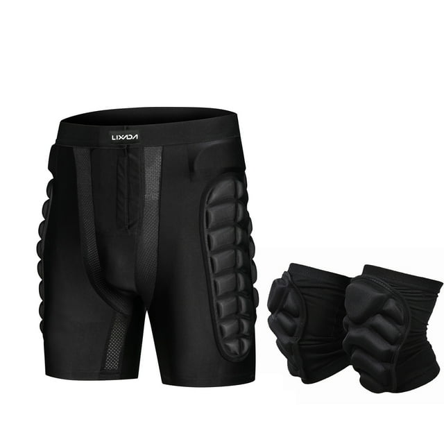 Lixada Ensemble de Shorts de Ski sur Mesure & Genouillère de Protection - Taille m, Tissu Lycra Haute Élasticité pour Sports Toute l'Année, Design Résistant aux Chocs, Idéal pour le Ski et Autres Activités
