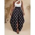 thumbnail image 3 of Black And White Polka Dot Pleated Maxi Skirt With Front Slit, Elegant Resort Style For Daily Wear And Parties, 3 of 7