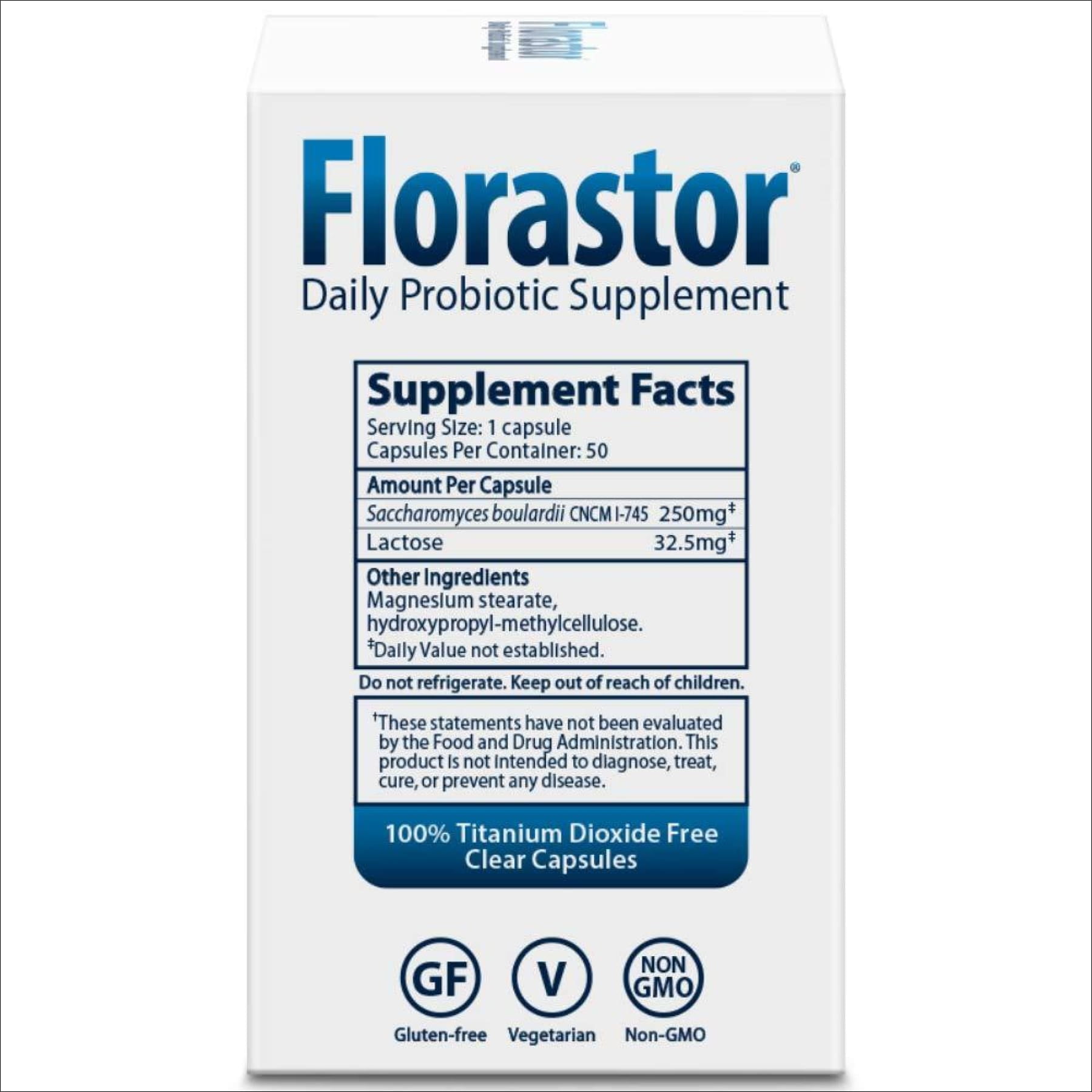 Florastor Daily Probiotic Supplement for Women and Men, 50 Capsules