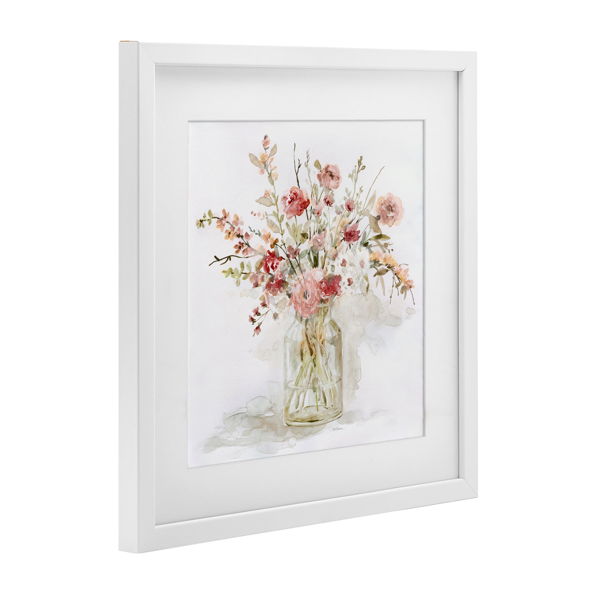 Stupell Industries Springtime Blooms in Glass Vase White Framed Print Under Glass, design by Carol Robinson