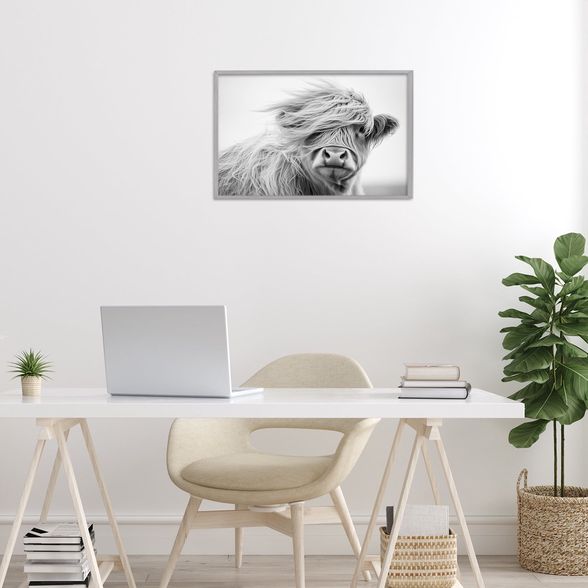 Stupell Industries Easy Breezy Highland Gray Framed Giclee Art, design by Tina LeCour