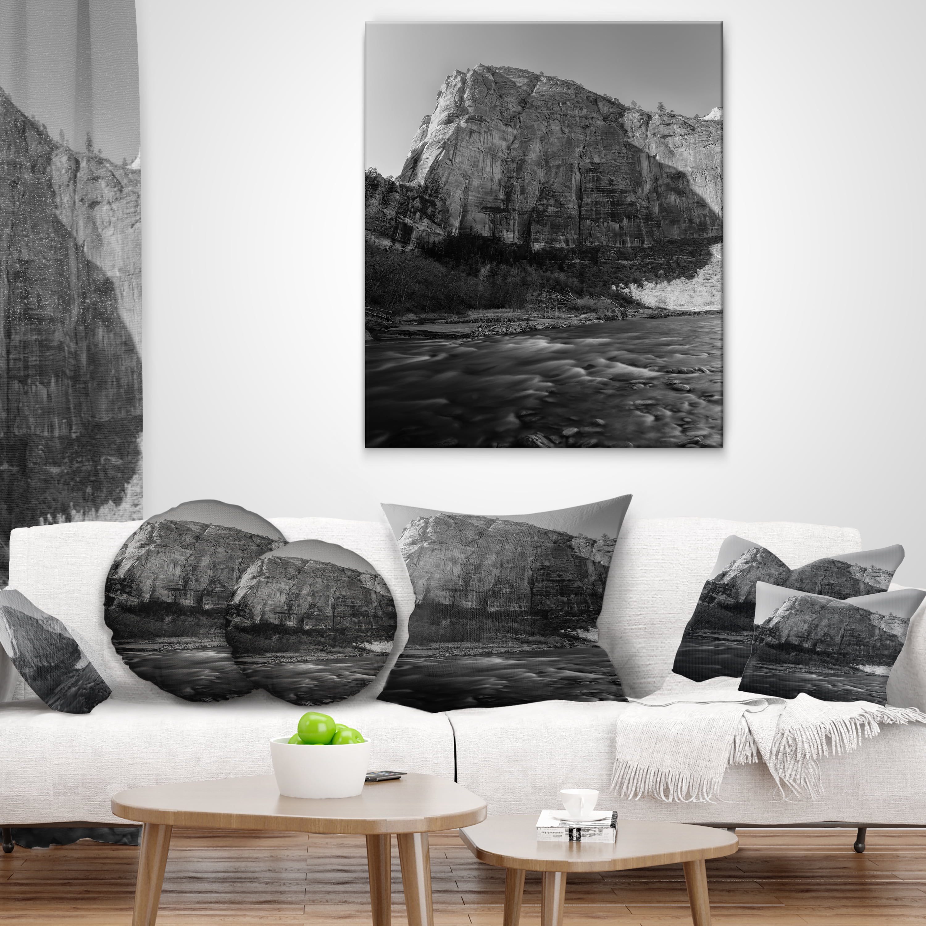 Designart Glow of Morning Dark - Landscape Photography Throw Pillow - 16x16