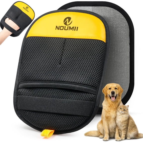 Noumii Pet Hair Removal Glove Reusable Electrostatic Pet Hair Remover Glove for Cats & Dogs – Grooming & Shedding Glove for Furniture, Carpet, Clothing & Car Seats – Black