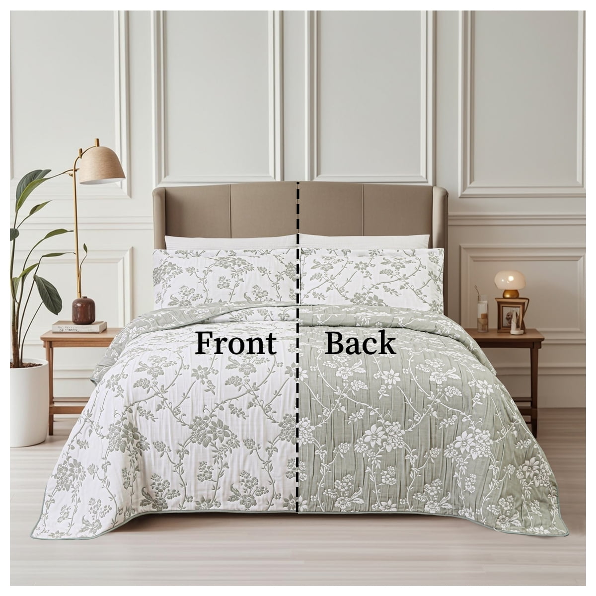 Couvre-lit brodé en jacquard Marina Decoration, parure de lit ultra douce, réversible, avec taies d'oreiller matelassées
