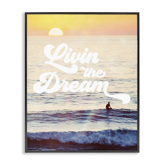 Stupell Industries Traditional Livin The Dream Phrase Black Framed Giclee Art, 11 x 14, by Two If By Sea Studios