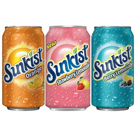Sunkist Soda Variety Pack 3 Flavors Orange, Strawberry Lemonade &Amp; Berry Lemonade 12Oz Cans (Pack Of 12)