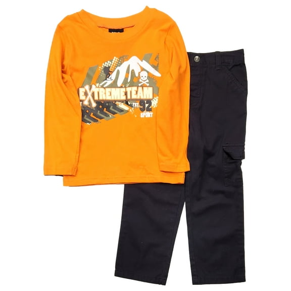 Boys Rock Toddler Boys 2 Piece Orange & Black Shirt & Pants Set 4T