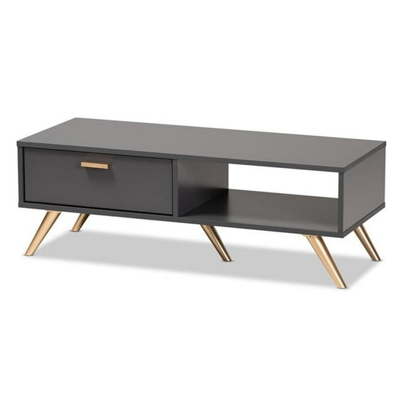 Bowery Hill Dark Grey and Gold Finished Wood Coffee Table