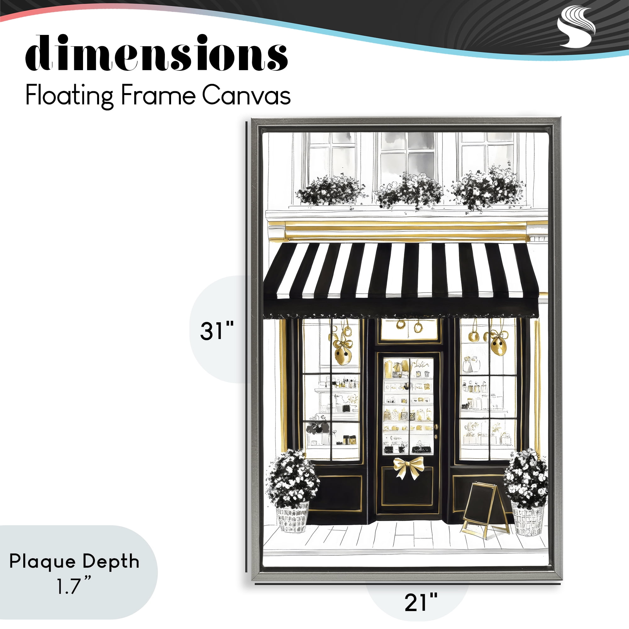 Stupell Industries Paris Storefront Window Display Gray Framed Floater Canvas Wall Art, design by Petal Prints Design