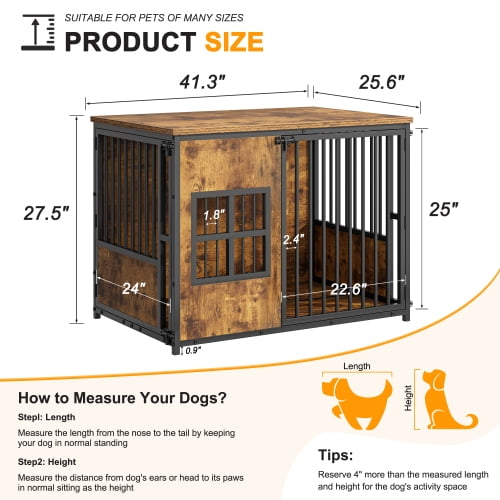 Furniture-Style Large Wooden Dog Crate with Storage Top – Indoor Dog Kennel, Pet Cage for Living Room & Bedroom