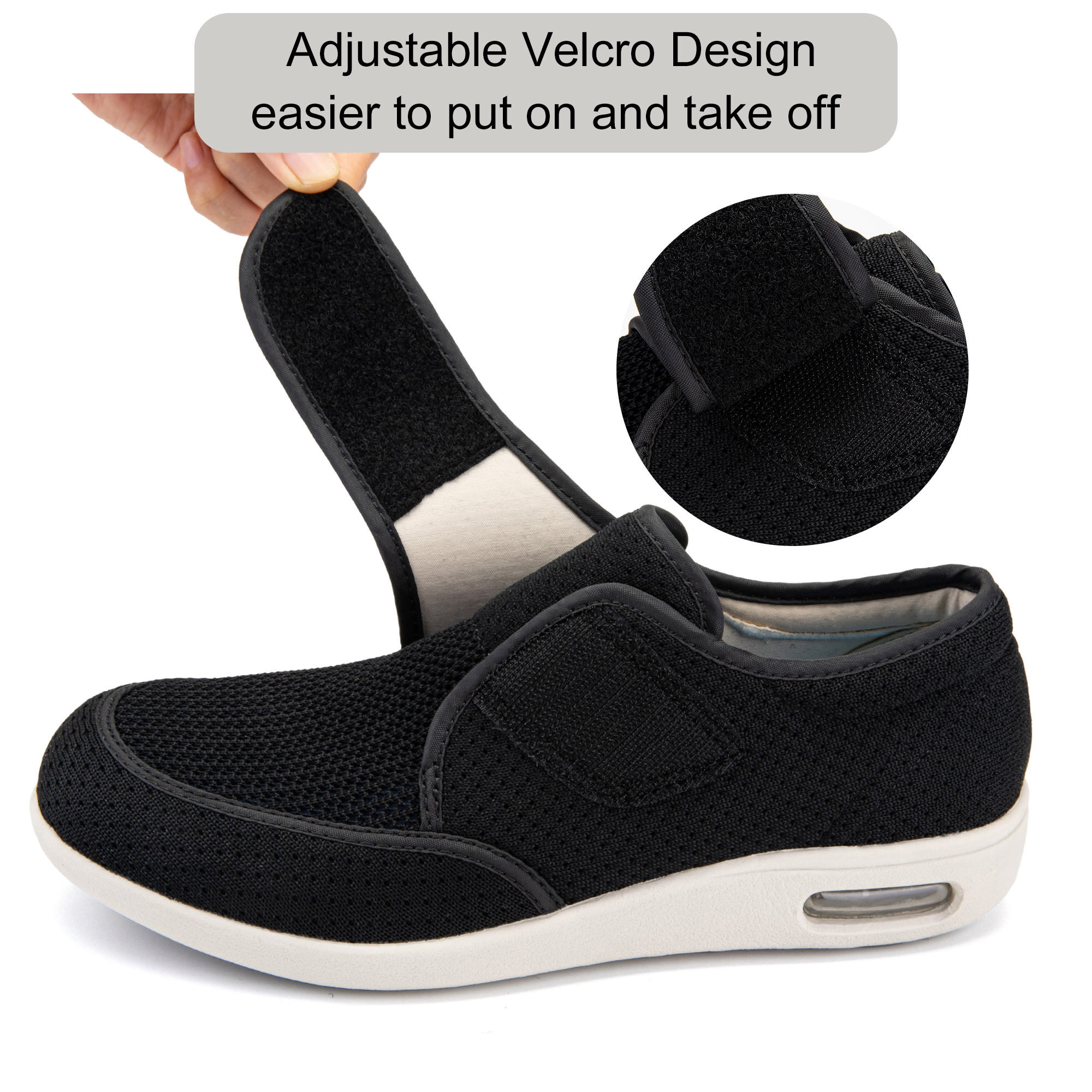 youyun Diabetic Shoes for Men with Velcro Elderly Men Walking Shoes ...