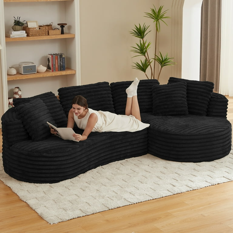 GNIXUU 120.9” Large Curved Sectional Couch, Luxury Plush Corduroy