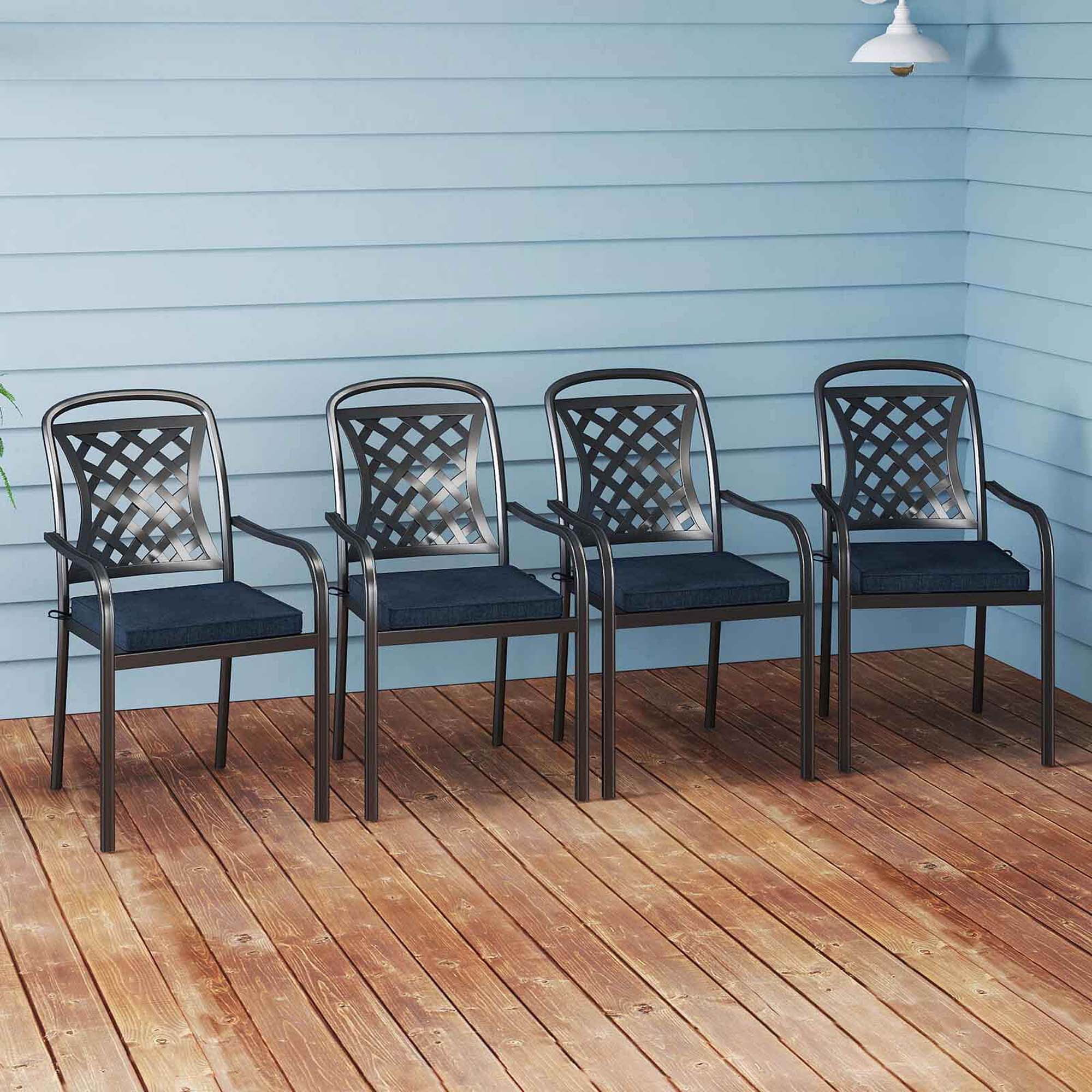 Costway Outdoor Chair Cushion Set of 2 Waterproof Fade-Resistant Olefin Seat Cushions Navy