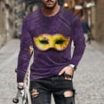 thumbnail image 1 of Ceisia Men's All-Over Mardi Gras Print T-Shirt | Slim Long-Sleeve Crewneck Winter Festive Top Gift, 1 of 5