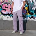 thumbnail image 4 of Sweat Pants for Mens Lounge Casual Joggers Workout Flared Loose Fit Gym Wide Leg Solid Oversized Relaxed Fit, 4 of 7