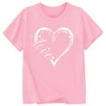 thumbnail image 3 of Ulitacool Valentine'S Day Girls Tee Shirt Crewneck Blouse Short Sleeve Heart Cartoon Graphic Relax Fitt Shirt Tops Basic Playsuit Pink 12-13 Years, 3 of 3