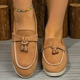 thumbnail image 3 of Suede Loafers for Women Slip On Flat Driving Shoe Wide Width Comfortable Ladies Casual Non Slip Work Shoes Black Size 6.5, 3 of 8