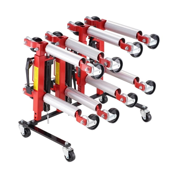 Car Dolly Rack - 4 Dolly Hydraulic Trolley Jack Stand Organizer - Heavy Duty Steel Storage - 360° Swivel Casters - Garage & Shop
