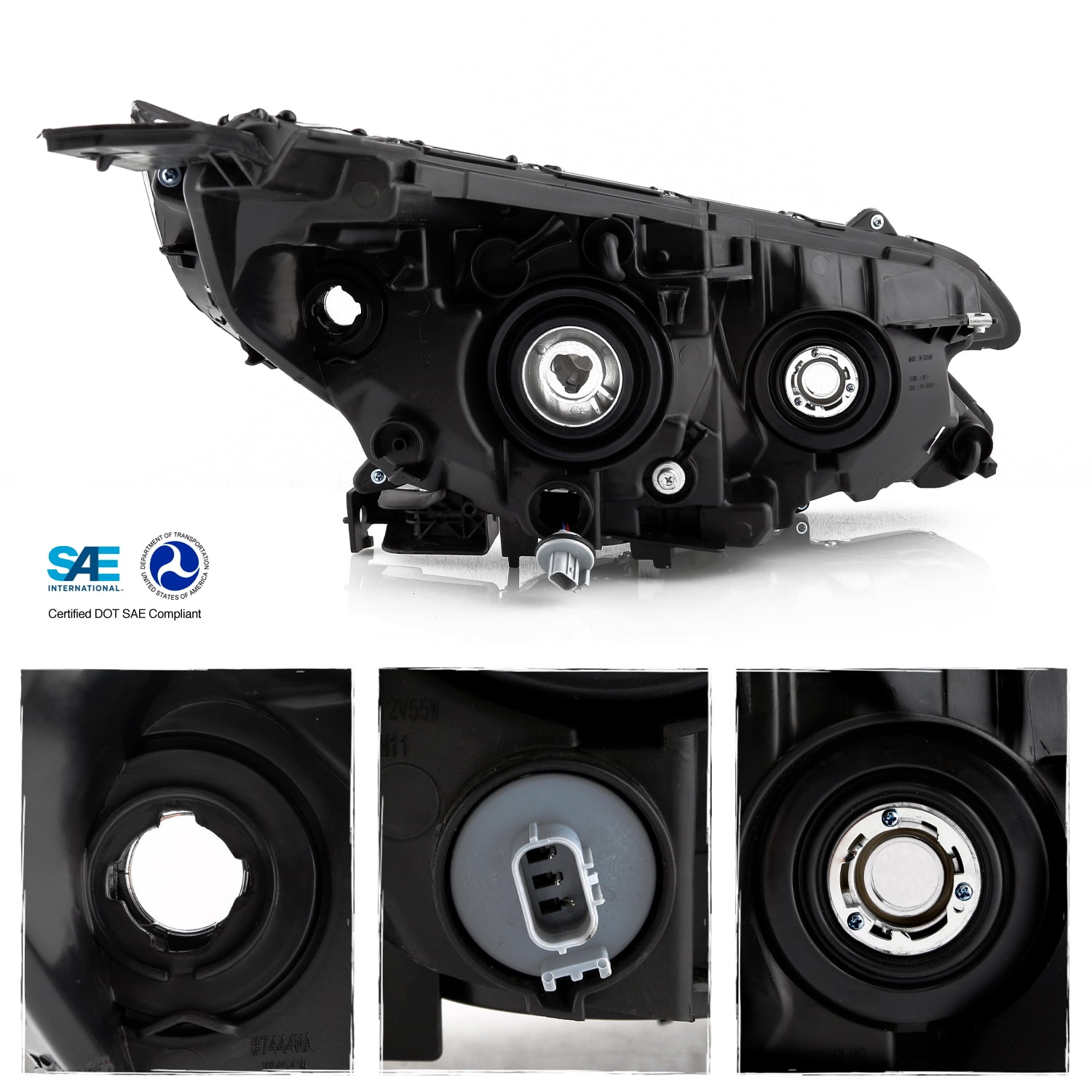 AKKON - Fits 2015-2016 Honda CR-V EX / EX-L / SE  [Tube Bar] Chrome Headlights Pair Driver Left + Passenger Right w/ LED DRL