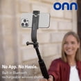 thumbnail image 3 of onn Bluetooth Selfie Stick, Extendable 12.75 in to 40 in, 360° Rotating & Tilting Clamp, Built-In Rechargeable Shutter, Universal Camera Mount, 3 of 11