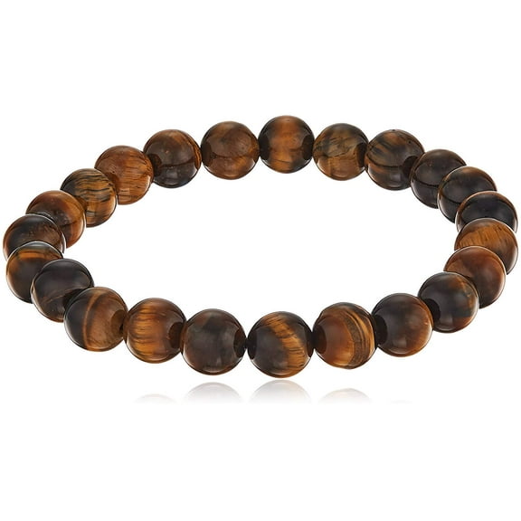 LTC Designs 8mm Smooth Round Tiger Eye Stretch Bracelet, 7"