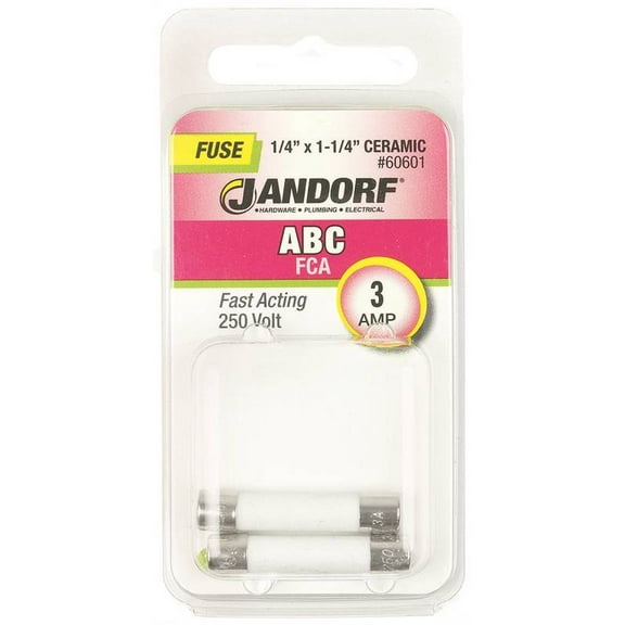 Jandorf 60601 Cartridge Fast-Acting Fuse 3 A 250 V 10 kA at 125 VAC/VDC 100 A at 250 VAC IR