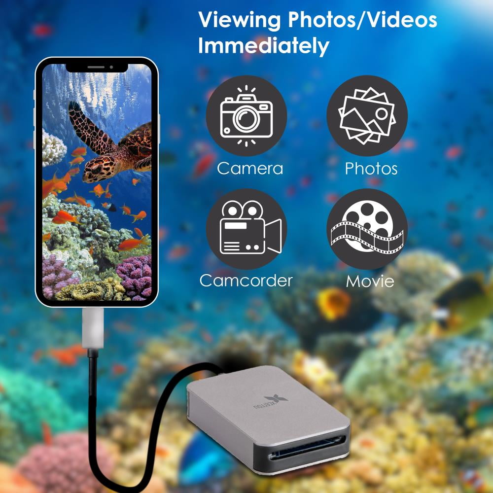 USB-C SD Card Reader – UHS-II Compatible, 7.9" Integrated USB-C Cable, High-Speed Data Transfer for SD/SDHC/SDXC Cards, Compatible with Tablets/Laptop/Smartphones by Xcellon