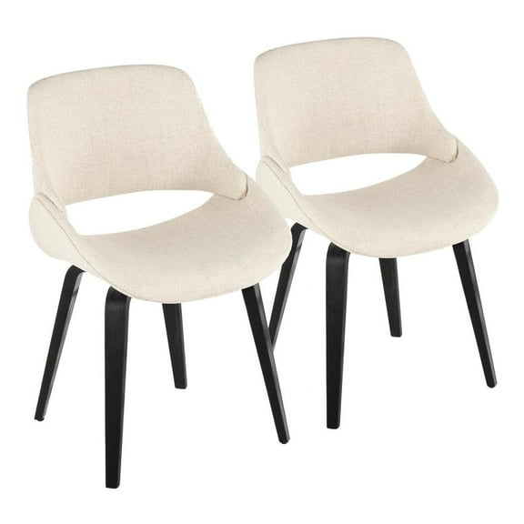 LumiSource Black Wood, Cream Fabric Fabrico Chair - Set of 2