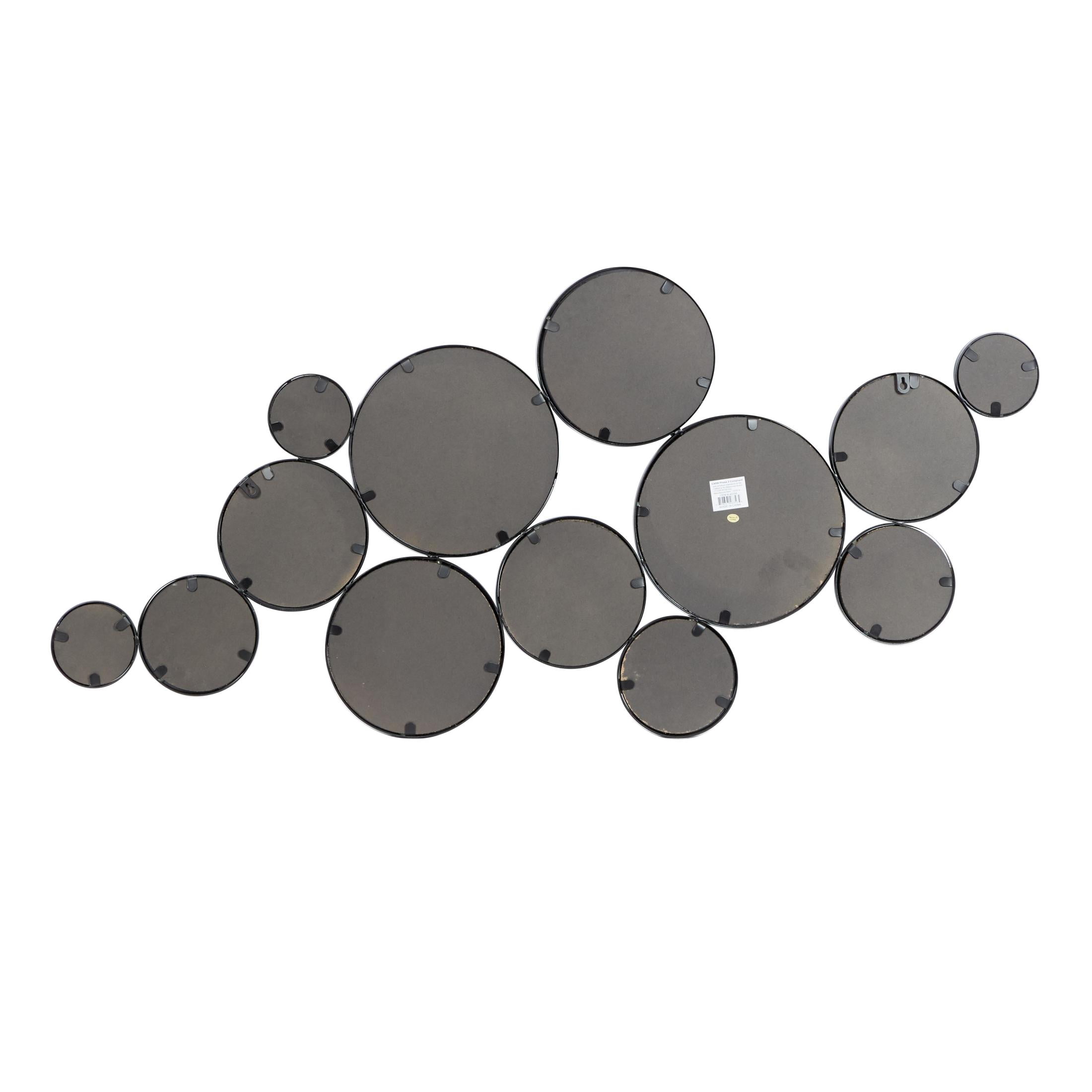 DecMode Contemporary Metal Bubble Cluster Inspired Wall Mirror, 24"W x 52"H with Black Frame Matte Finish
