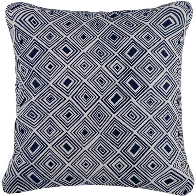 D.L Rhein 24DL661CC20SQ Coussin en Lin Brodé Nomade 20 x 20 Po, Indigo