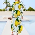thumbnail image 2 of Cute Lemon Print on Blue Background Long Sleeved Shirt Dress loose women's dress dresses for special events, 2 of 6