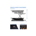 thumbnail image 2 of Rocelco 46" Large Height Adjustable Standing Desk Converter with Anti Fatigue Mat BUNDLE - Quick Sit Stand Up Triple Monitor Riser - Retractable Keyboard Tray (Black), 2 of 9
