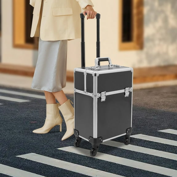 Shzicmy Professional Travel Makeup Case Beauty Train Case Rolling Cosmetic Organizer New