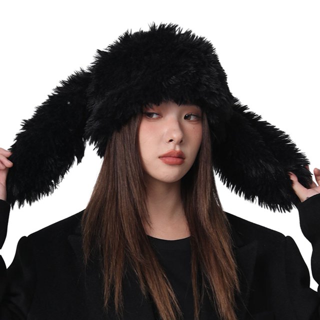 CSChome Ladies Hat Ladies' Long Rabbit Ear Hat - Fluffy Cozy Thick Plush Warm Windproof Hat