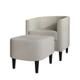 thumbnail image 2 of Castle Place Elegant Upholstered Linen Accent Chair with Stool, Warm Grey, 2 of 7