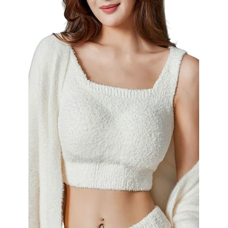 

Avamo Women Bralettes Wide Shoulder Straps Bra Full Coverage Bralette Home Support Cami Comfort Wirefree Tank White M Suggest (89-116 lbs)