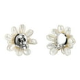 thumbnail image 4 of Large White Pearl Floral Cluster Stylish Clip On Statement Earrings, 4 of 5