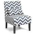 thumbnail image 1 of Costway Armless Accent Leisure Chair with Lumbar Pillow Blue Chevron, 1 of 10