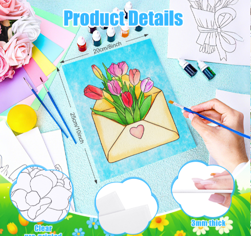 SHegdu 12PCS Pre-Printed Canvas Painting Set, 8x10in Spring Floral Theme Pre-Printed Canvas, with Reference Color Chart, Perfect for DIY Painting and Stress Relief
