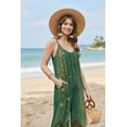 thumbnail image 2 of Ekouaer Wide Leg Jumpsuits for Women Casual Overalls Sleeveless Vacation Outfits One Piece Boho Printed Romper with Pocket, 2 of 6