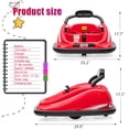 thumbnail image 6 of Lohoms 12V Kids Bumper Car, 12V Rechargeable Battery Powered, 360° Rotation Spin Electric Kids Ride On Car, Twins Motor, Parent Remote Control, Safety Belt, Colorful LED Lights, for Boys Girls, Red, 6 of 9