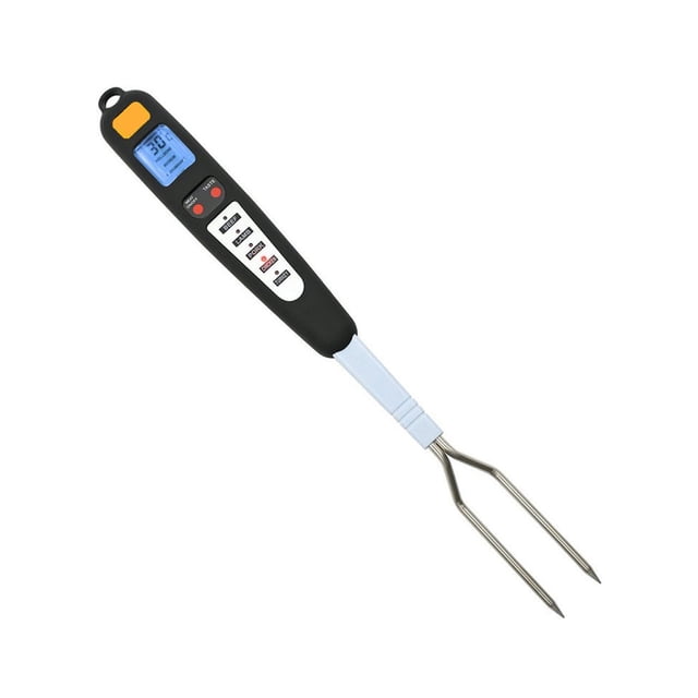 Digital Meat Thermometer Fork for Grilling and Barbecue Fast Read Electronic Probes with Ready Alarm Quick Accurate BBQ Temperature Turner for Steak Chicken Hot Grilled Food