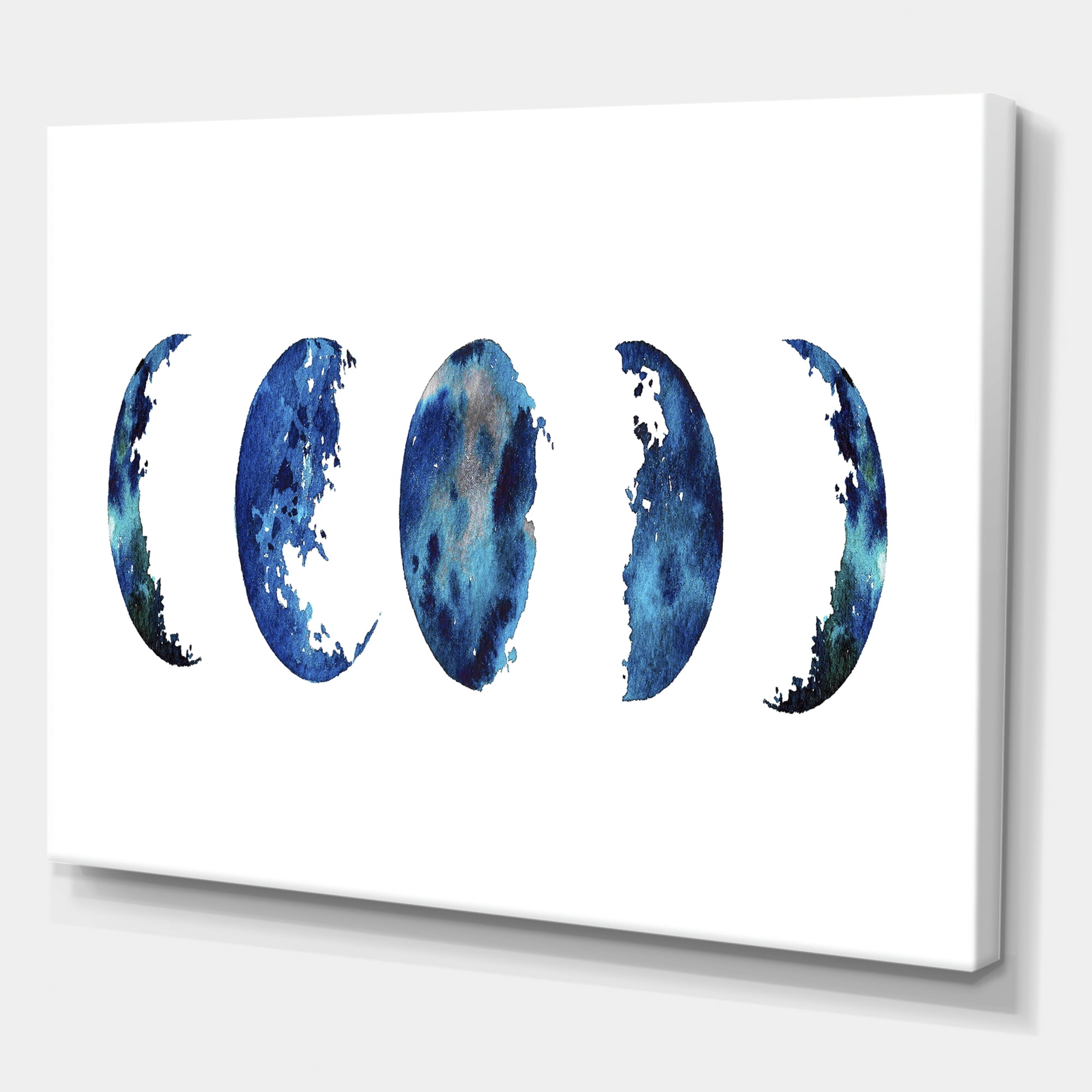 Designart ' Blue Moon Different Phases ' Bohemian & Eclectic Canvas Wall Art Print
