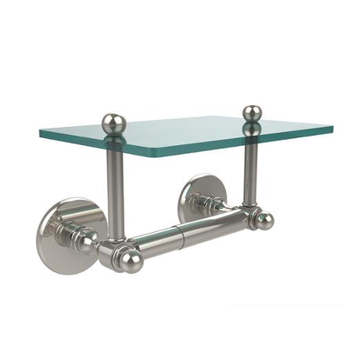 Allied Brass Prestige Skyline Two Post Toilet Tissue Holder with Glass Shelf Satin Brass