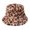 Coffee, variant on dianhelloya Warm hat Winter Fisherman Hat Leopard Print Thick Windproof Fixed Strap Cold Resistant Flat Top Color Matching Adjustable Lady Outdoor Hat Brown