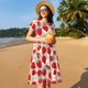 thumbnail image 4 of Balery Red Strawberry Vestidos sueltos de manga corta para mujer, vestidos de verano 2025, vestidos casuales de corte A con vuelo., 4 of 6