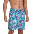 thumbnail image 2 of Kdxio Wls And Flowers Print Mens Sleep Shorts Bottoms Soft Comfy Pajama Wear Pants with Drawstring Pockets, 2 of 5