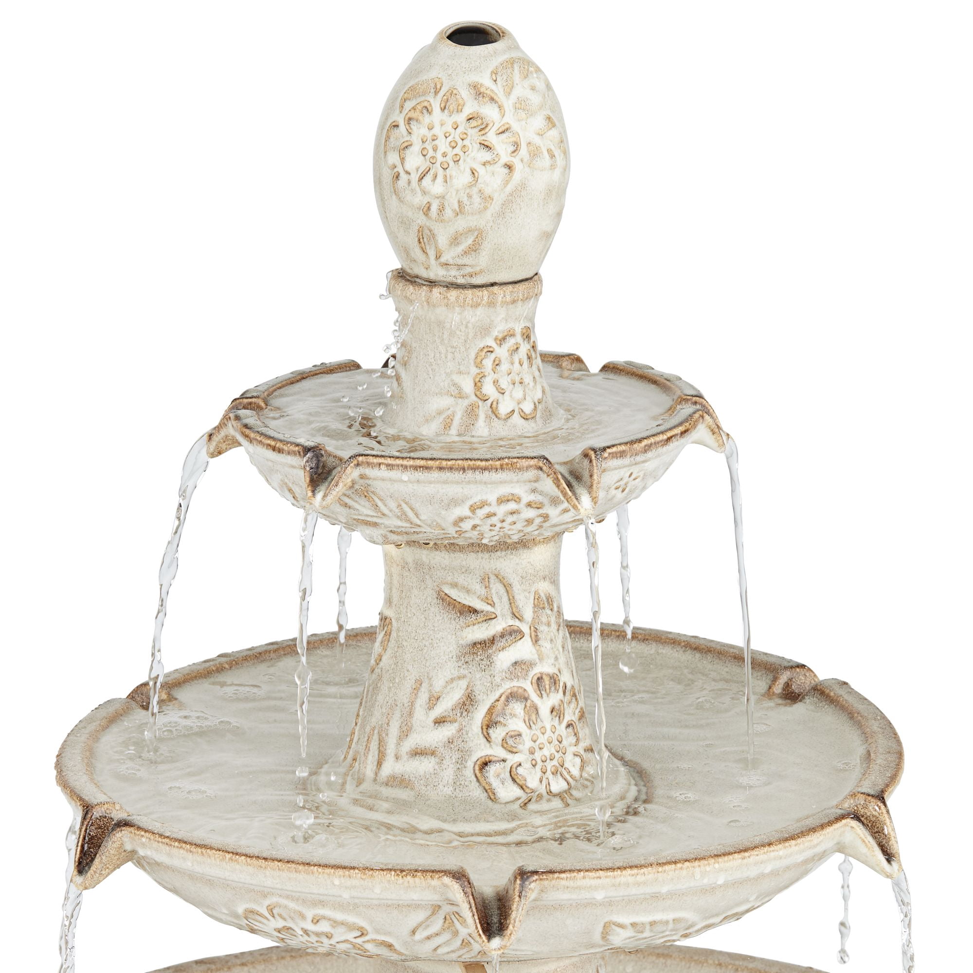 Formentera 45" High Large Italian Outdoor Decor Ceramic Floor Fountain with Light LED 3-Tier Outside Garden