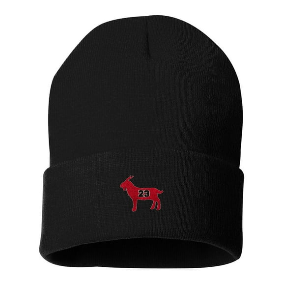 Adult G.O.A.T. Jordan #23 Goat Greatest Of All Time Embroidered Cuffed Knit Beanie Cap
