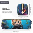 thumbnail image 3 of Fotbe Underwater Diving Cat Estuche para Lápices de Cuero con Estampado, Estuche con Cremallera Resistente, Organizador Compacto y Elegante para Papelería, 3 of 7